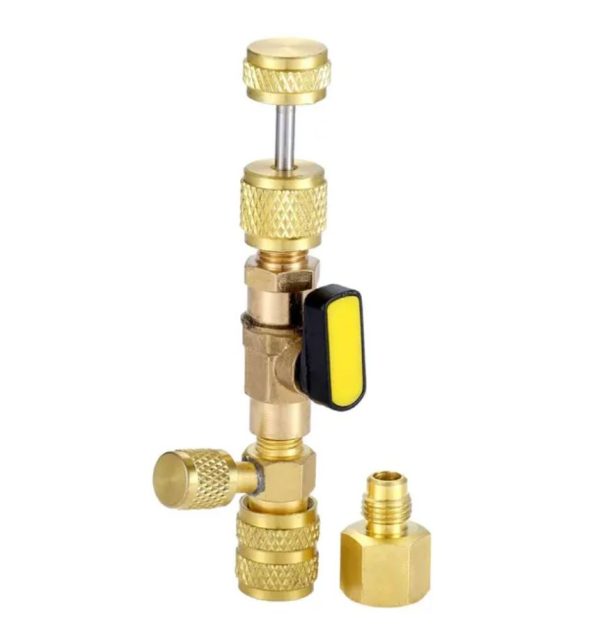 R410A R22 Valve Core Remover Installer Tool with Dual Size 1/4 & 5/16 Port for R404A R407C R134A R12 R32 HVAC System