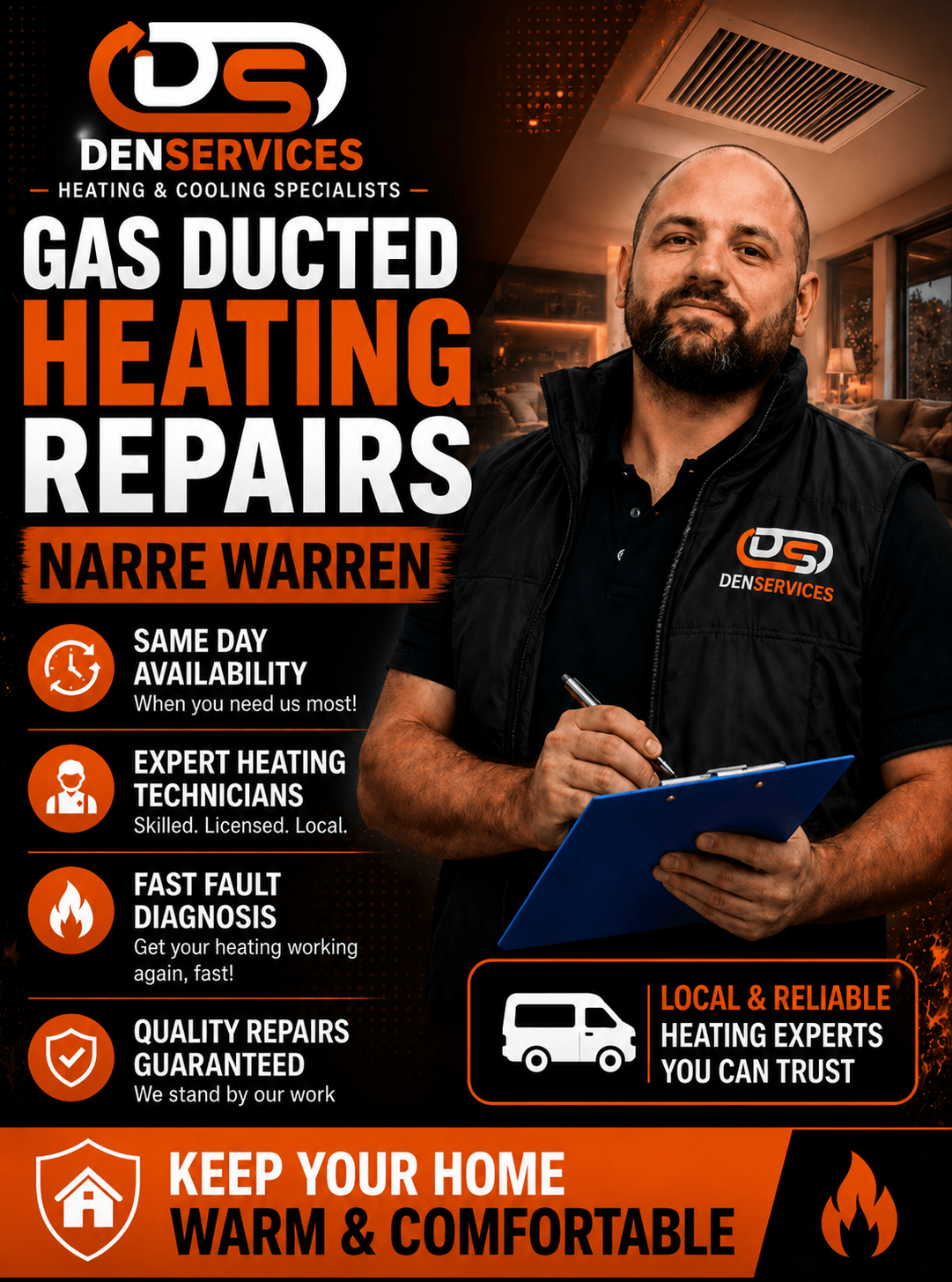 narre warren gas ducted heating repair